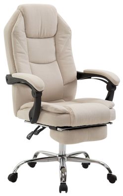 B?rostuhl MEDHA Stoff 114x67x64 Creme Stoff Metall in Chromoptik Gestell ergonomische