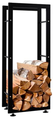 Kaminholzregal innen Metall SATLO InnenSchwarz 25x40x100cm f?r Feuerholz
