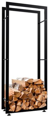 Kaminholzregal innen Metall SATLO InnenSchwarz 25x60x150cm f?r Feuerholz