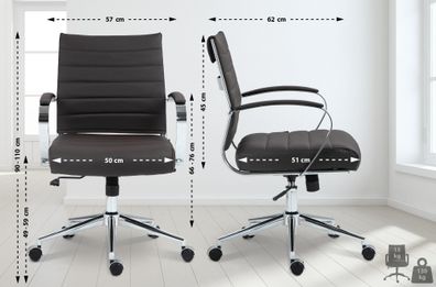 B?rostuhl Ergonomisch EVOK Dunkelbraun Schreibtischstuhl Echtleder H?henverstellbarer