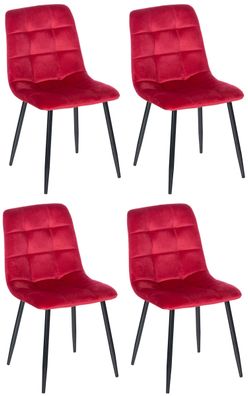 Esszimmerst?hle 4er Set VOUL Rot Samt Gesteppter Polsterstuhl K?chenstuhl mit