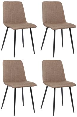 4er Set St?hle LENZ Stoff 88x45x53cm braun Metall Gestell St?hle Esszimmerst?hle