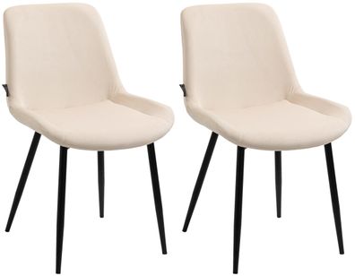 2er Set Esszimmerst?hle WIKIL Samt 80x51x60cm creme Samt Metall matt schwarz Gestell