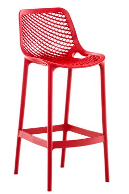 Barhocker modern Rot LORL Kunststoff 105x45x53cm Barhocker mit Lehne Tresenhocker