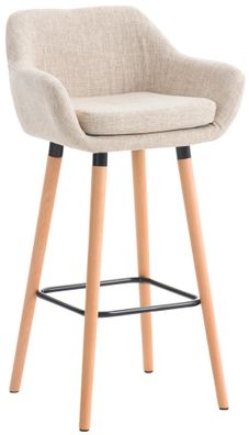 Barhocker mit Lehne Creme VILO Stoffbezug 99x55x46cm Barhocker mit Lehne Tresenhocker