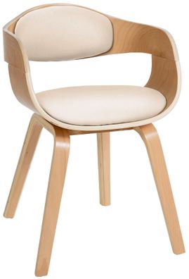 Besucherstuhl LONDON 73x49x46cm Natur/Creme Kunstleder Holz Gestell Konferenzstuhl