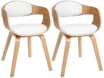 2er Set St?hle LONDON Kunstleder 73x49x46cm Natur/Wei? Kunstleder Holz Gestell