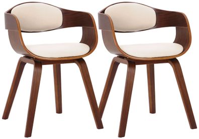 2er Set St?hle LONDON Kunstleder 73x49x46cm Walnuss/Creme Kunstleder Holz Gestell