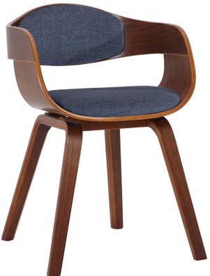 Besucherstuhl LONDON Stoff 73x49x46cm Walnuss/Blau Stoff Holz Gestell Konferenzstuhl