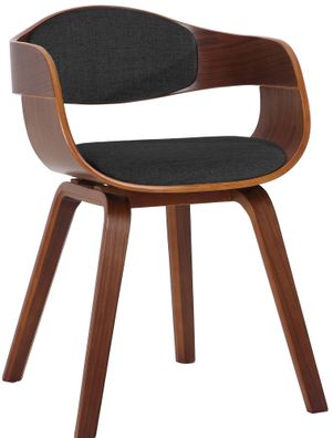 Besucherstuhl LONDON Stoff 73x49x46cm Walnuss/Dunkelgrau Stoff Holz Gestell