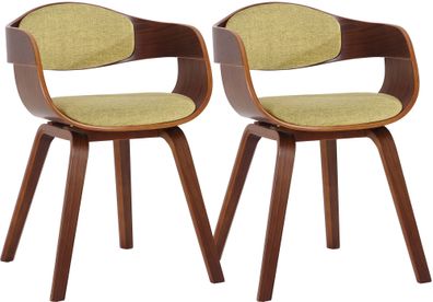 2er Set St?hle LONDON Stoff 73x49x46cm Walnuss/Hellgr?n Stoff Holz Gestell