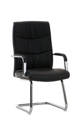 Besucherstuhl KARO 105x49x60cm Schwarz Kunstleder Metall in Chromoptik Gestell