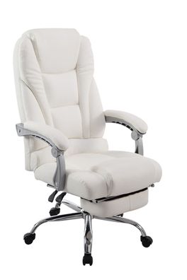 B?rostuhl MIAMI 118x68x64 Wei? Kunstleder Metall in Chromoptik Gestell ergonomische