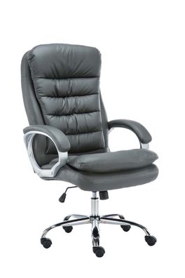B?rostuhl SOUK 116x68x77 Grau Kunstleder Metall in Chromoptik Gestell ergonomische