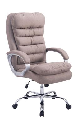 B?rostuhl SOUK Stoff 116x68x77 Taupe Stoff Metall in Chromoptik Gestell ergonomische