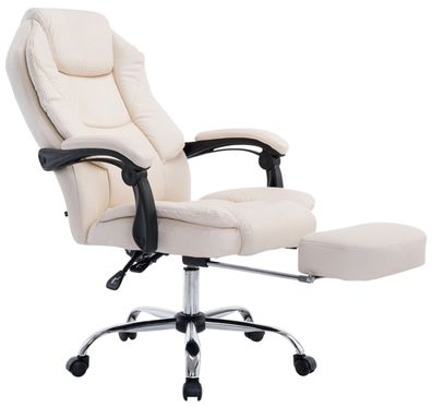 B?rostuhl MEDHA 114x67x64 Creme Kunstleder Metall in Chromoptik Gestell ergonomische