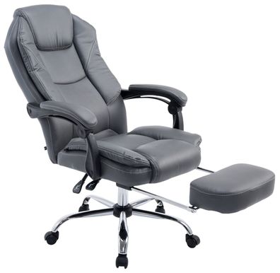 B?rostuhl MEDHA 114x67x64 Grau Kunstleder Metall in Chromoptik Gestell ergonomische