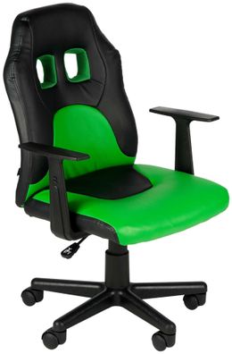 Kinder B?rostuhl MIA 83x56x59 Schwarz/Gr?n Kunstleder Kunststoff Gestell ergonomische