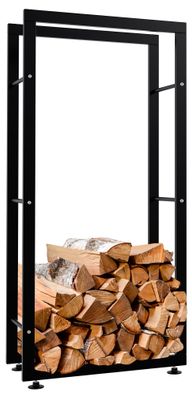Kaminholzregal innen Metall SATLO InnenSchwarz 25x60x125cm f?r Feuerholz