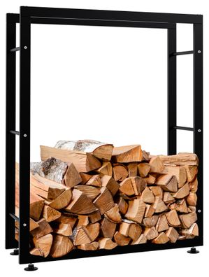 Kaminholzregal innen Metall SATLO InnenSchwarz 25x80x100cm f?r Feuerholz