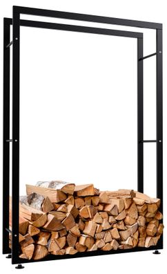 Kaminholzregal innen Metall SATLO InnenSchwarz 25x100x150cm f?r Feuerholz