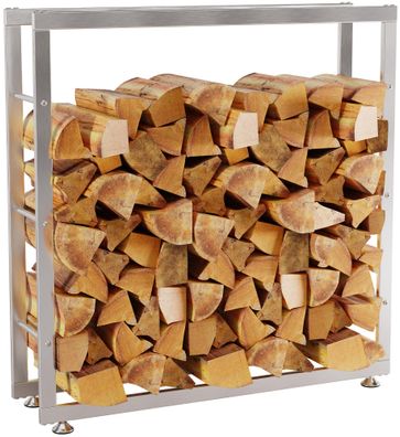 Kaminholzregal innen Metall SATLO InnenEdelstahl 25x100x100cm f?r Feuerholz