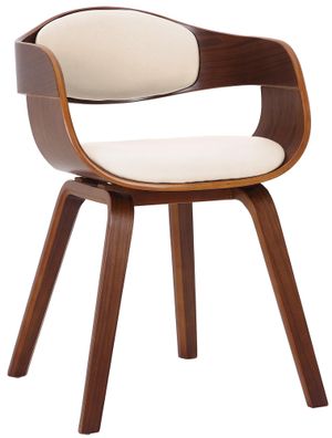 Besucherstuhl LONDON 73x49x46cm Walnuss/Creme Kunstleder Holz Gestell Konferenzstuhl