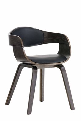 Besucherstuhl LONDON Kunstleder 73x49x46cm Schwarz/Grau Kunstleder Holz Gestell