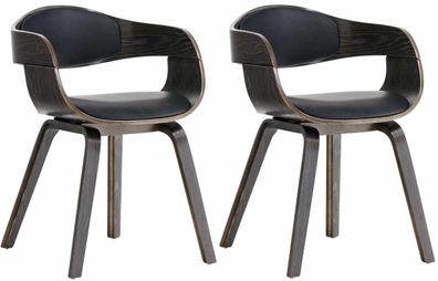 2er Set St?hle LONDON Kunstleder 73x49x46cm Schwarz/Grau Kunstleder Holz Gestell