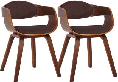 2er Set St?hle LONDON Stoff 73x49x46cm Walnuss/Braun Stoff Holz Gestell