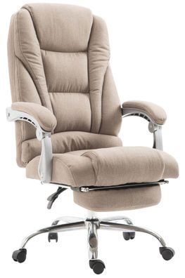 B?rostuhl MIAMI Stoff 118x68x64 Taupe Stoff Metall in Chromoptik Gestell ergonomische