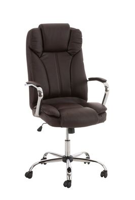 B?rostuhl JUBEL 115x62x70 Braun Kunstleder Metall in Chromoptik Gestell ergonomische