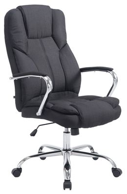 B?rostuhl JUBEL Stoff 115x62x70 Schwarz Stoff Metall in Chromoptik Gestell