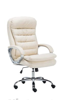B?rostuhl SOUK 116x68x77 Creme Kunstleder Metall in Chromoptik Gestell ergonomische