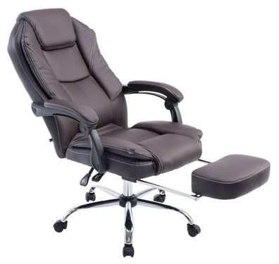 B?rostuhl MEDHA 114x67x64 Braun Kunstleder Metall in Chromoptik Gestell ergonomische