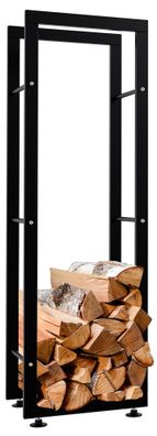 Kaminholzregal innen Metall SATLO InnenSchwarz 25x40x125cm f?r Feuerholz
