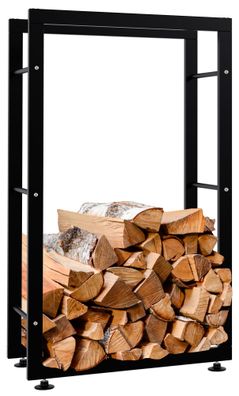 Kaminholzregal innen Metall SATLO InnenSchwarz 25x60x100cm f?r Feuerholz