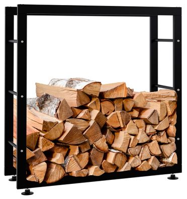 Kaminholzregal innen Metall SATLO InnenSchwarz 25x80x80cm f?r Feuerholz