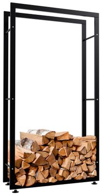 Kaminholzregal innen Metall SATLO InnenSchwarz 25x80x150cm f?r Feuerholz