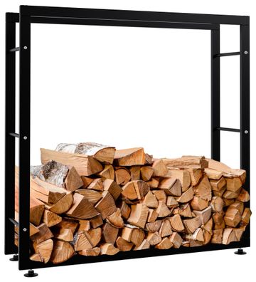 Kaminholzregal innen Metall SATLO InnenSchwarz 25x100x100cm f?r Feuerholz