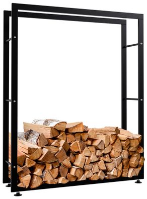 Kaminholzregal innen Metall SATLO InnenSchwarz 25x100x125cm f?r Feuerholz