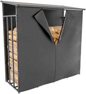 Kaminholzregal aussen mit Abdeckung HEOD 70x165x165 Aluminium Mit Plane f?r Feuerholz