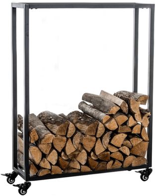 Kaminholzregal innen Metall BETTA mit Rollen 25x60x100 Brennholzregal innen