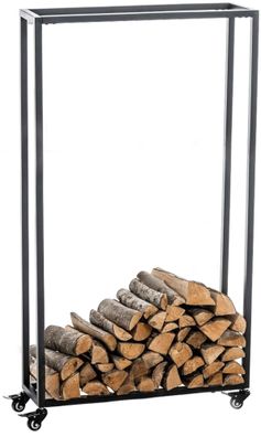 Kaminholzregal innen Metall BETTA mit Rollen 25x60x150 Brennholzregal innen