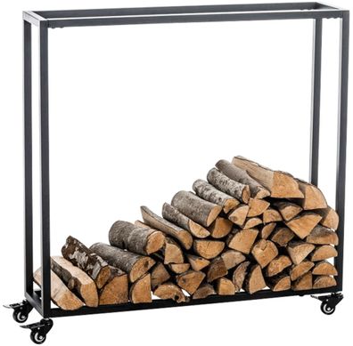 Kaminholzregal innen Metall BETTA mit Rollen 25x100x100 Brennholzregal innen