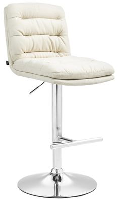 Barhocker TURIN Creme Stoff Chrom Barhocker mit Lehne Barstuhl Tresenhocker