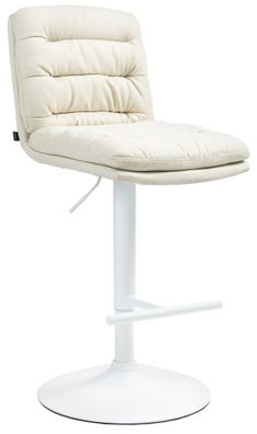 Barhocker TURIN Creme Stoff Wei? Barhocker mit Lehne Barstuhl Tresenhocker
