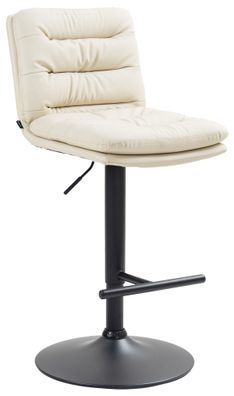 Barhocker TURIN Creme Kunstleder Schwarz Barhocker mit Lehne Barstuhl Tresenhocker