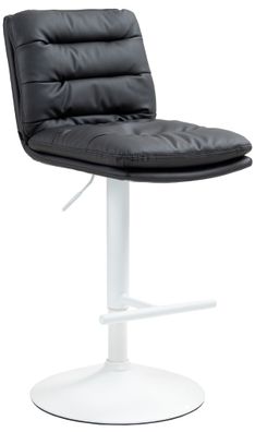Barhocker TURIN Schwarz Kunstleder Wei? Barhocker mit Lehne Barstuhl Tresenhocker