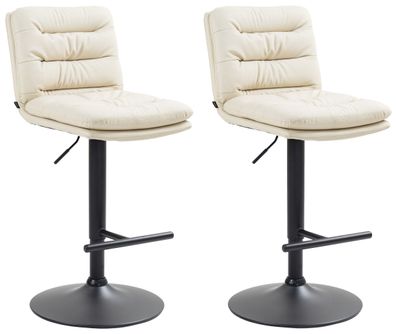 Barhocker 2er Set TURIN Creme Kunstleder Schwarz Barhocker mit Lehne Barstuhl